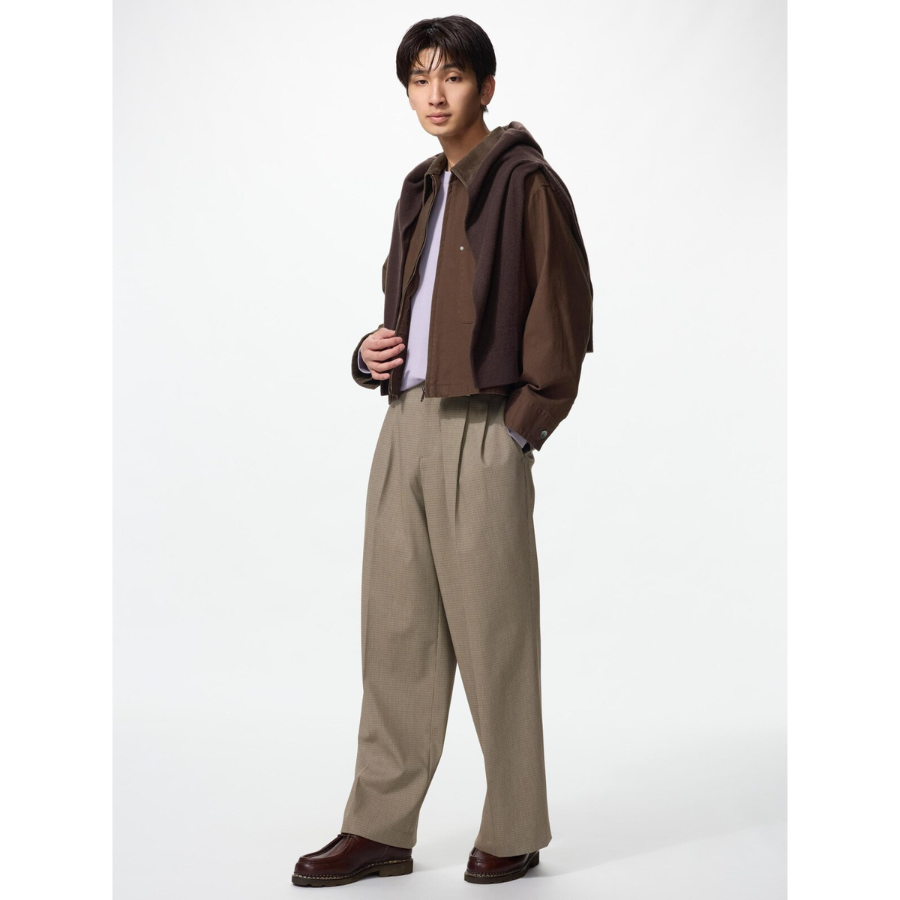 Uniqlo Smart Tuck Wide Pants Check