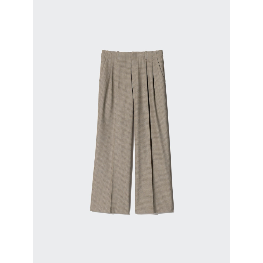 Uniqlo Smart Tuck Wide Pants Check