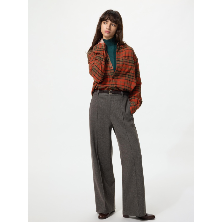 Uniqlo Brushed Jersey Wide Pants Herringbone