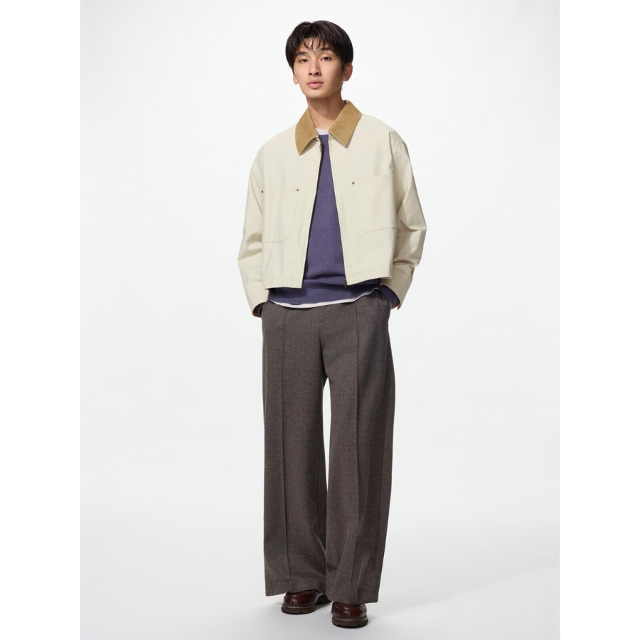 Uniqlo Brushed Jersey Wide Pants Herringbone