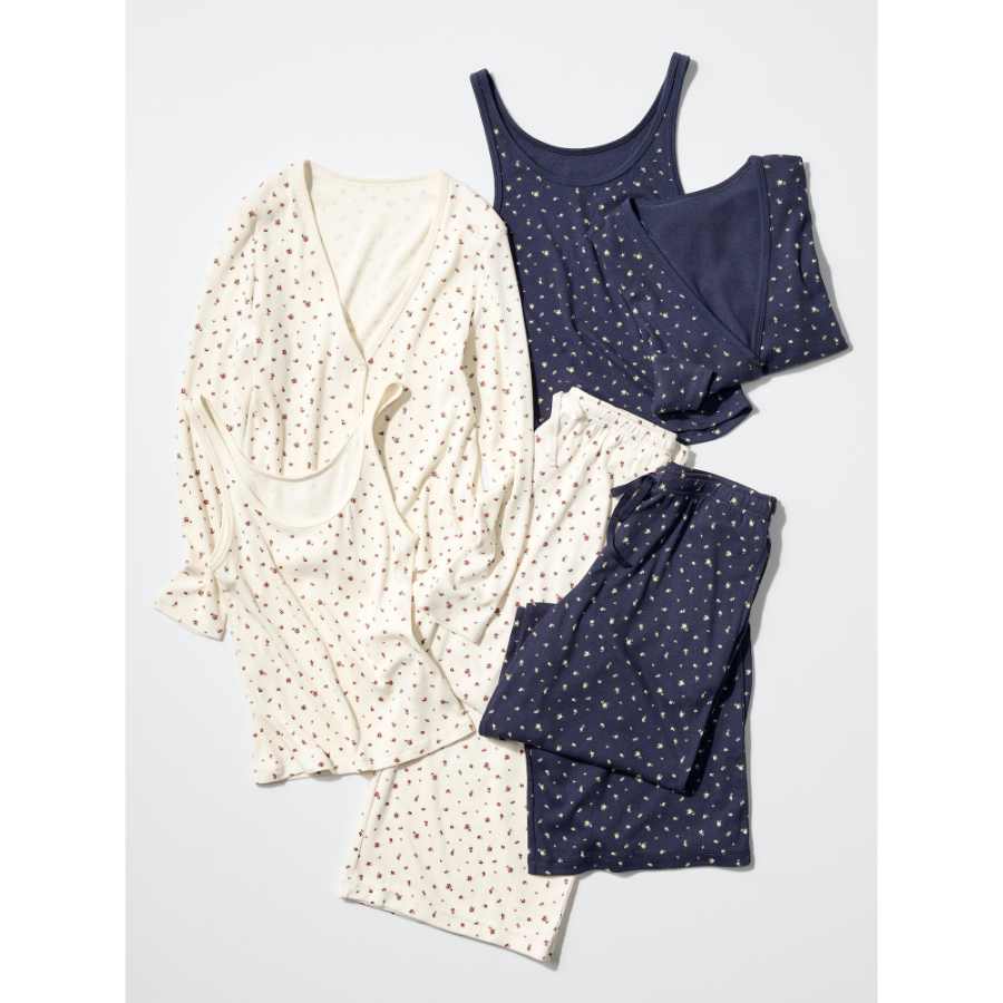 Uniqlo Ribbed Wide Easy Pants Flower