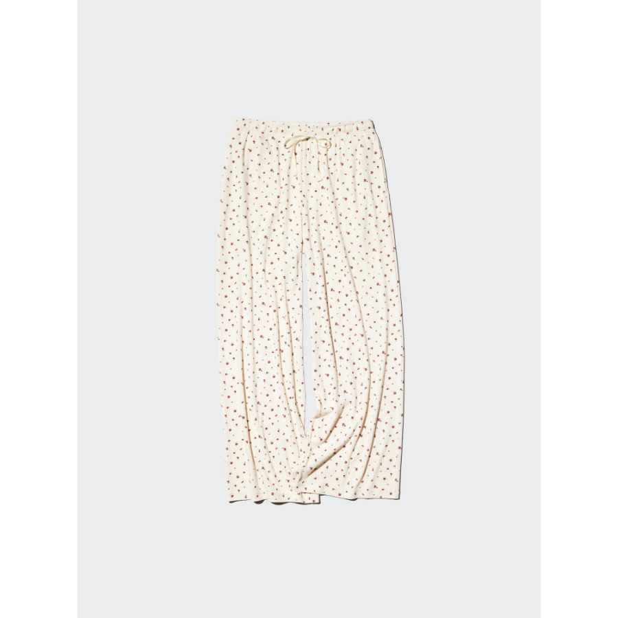 Uniqlo Ribbed Wide Easy Pants Flower