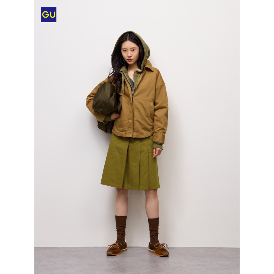 Uniqlo GU Chino Pleated Midi Skirt