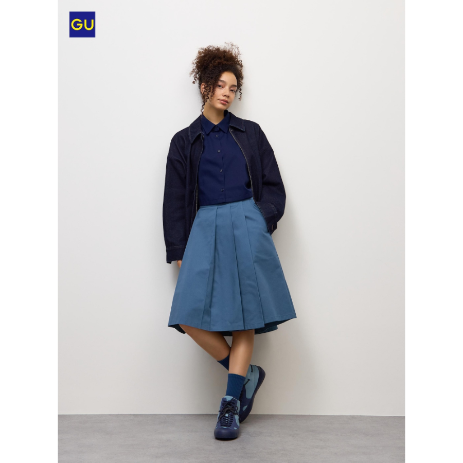 Uniqlo GU Chino Pleated Midi Skirt