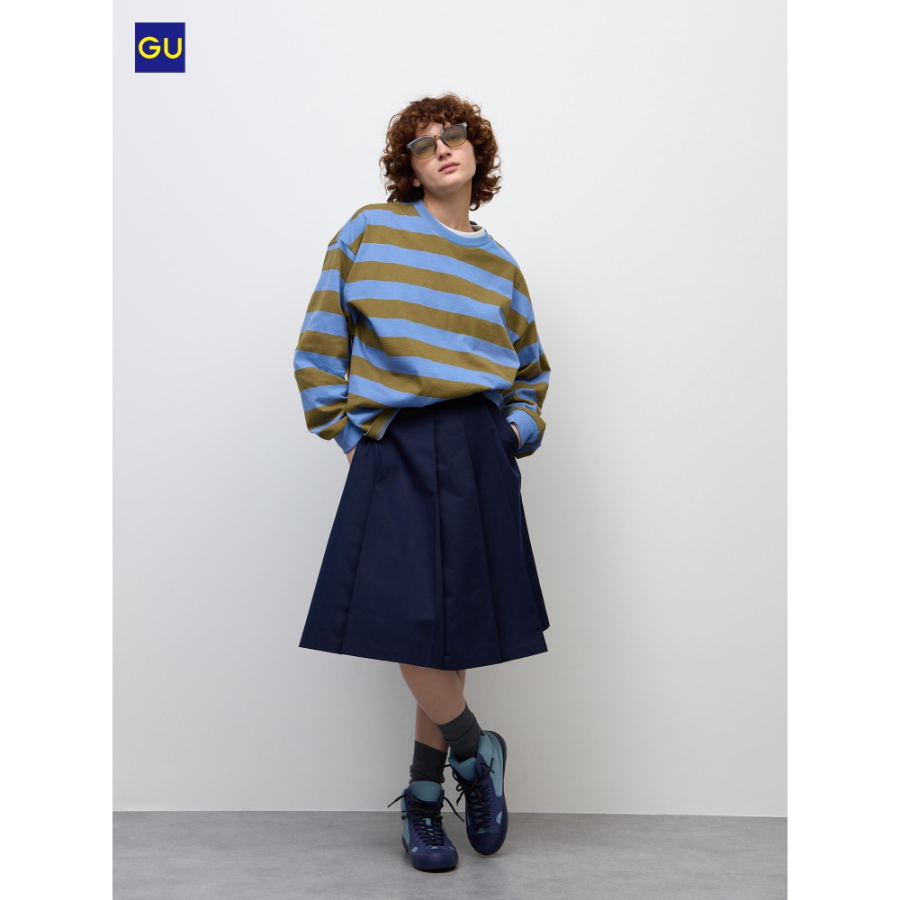Uniqlo GU Chino Pleated Midi Skirt