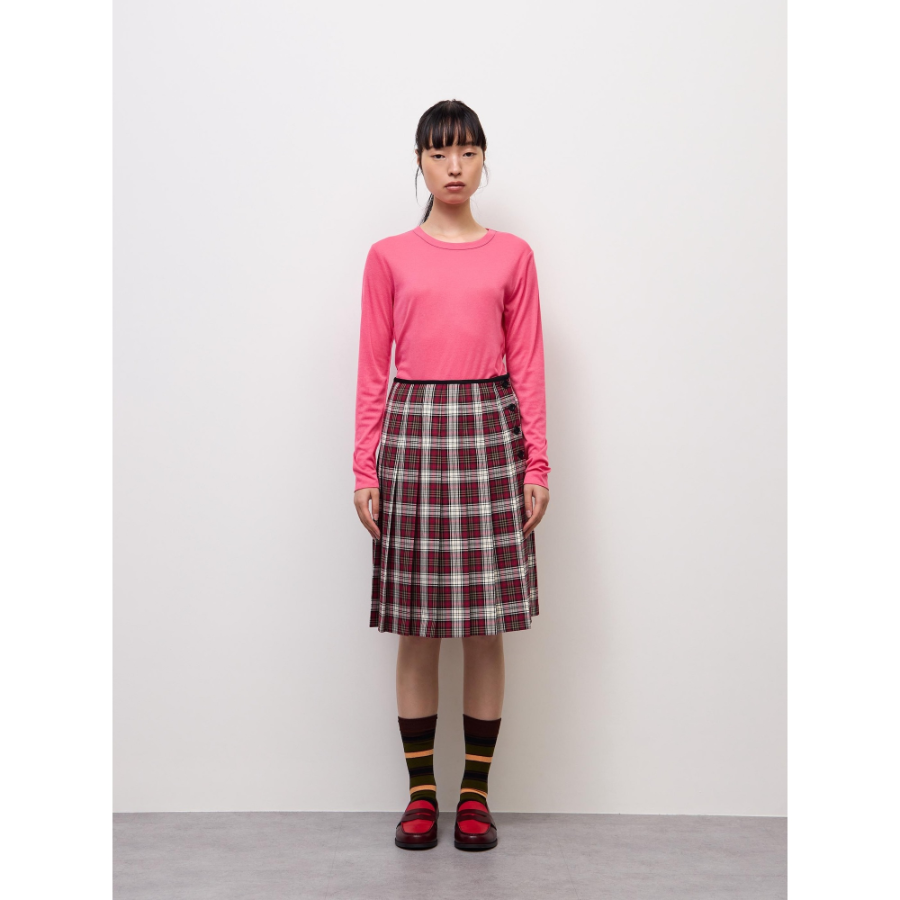 Uniqlo Side Button Pleated Check Skirt