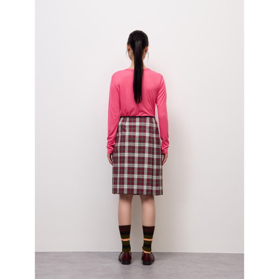 Uniqlo Side Button Pleated Check Skirt