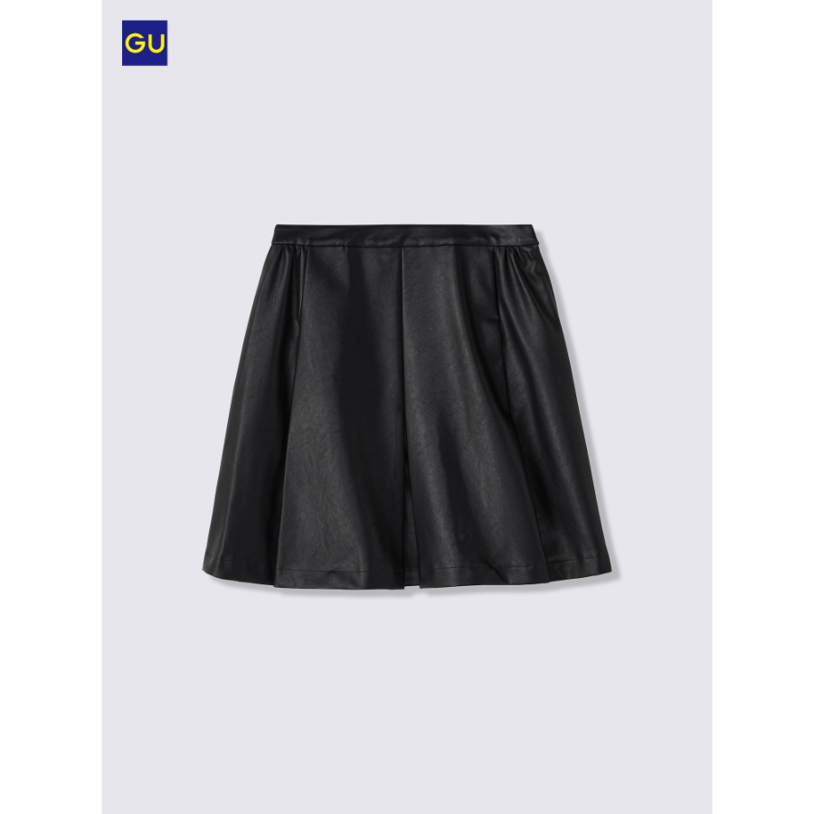 Uniqlo GU Box Pleats Skirt Fake Leather
