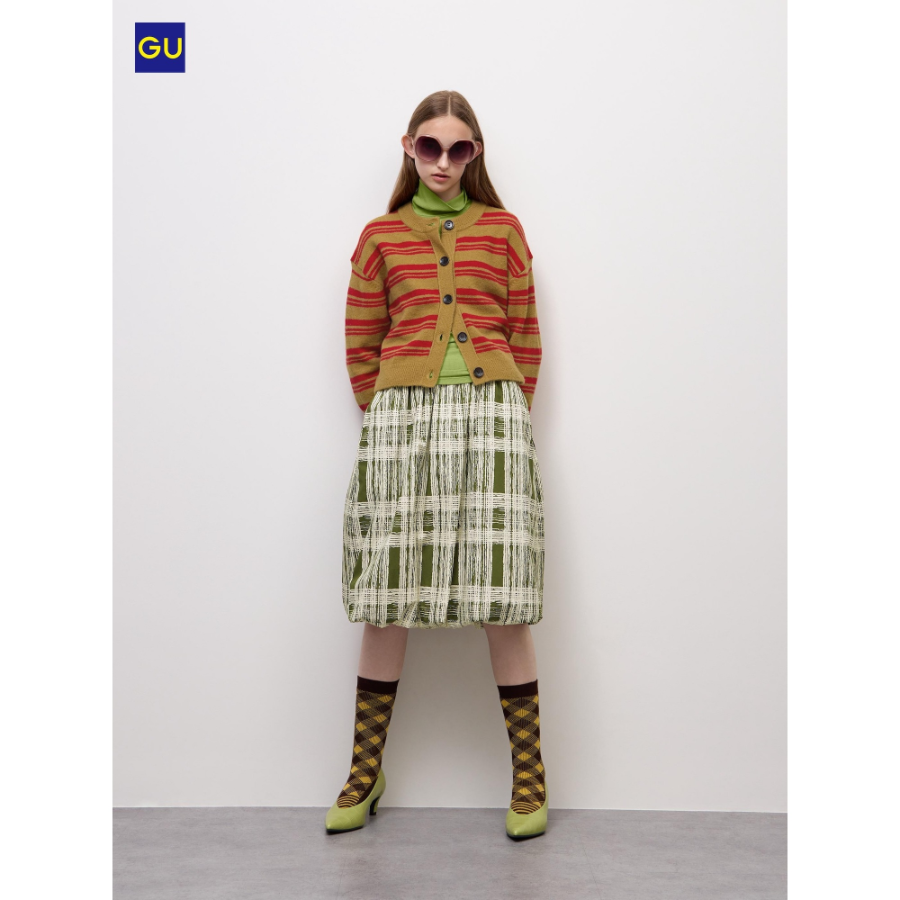 Uniqlo Balloon Check Midi Skirt
