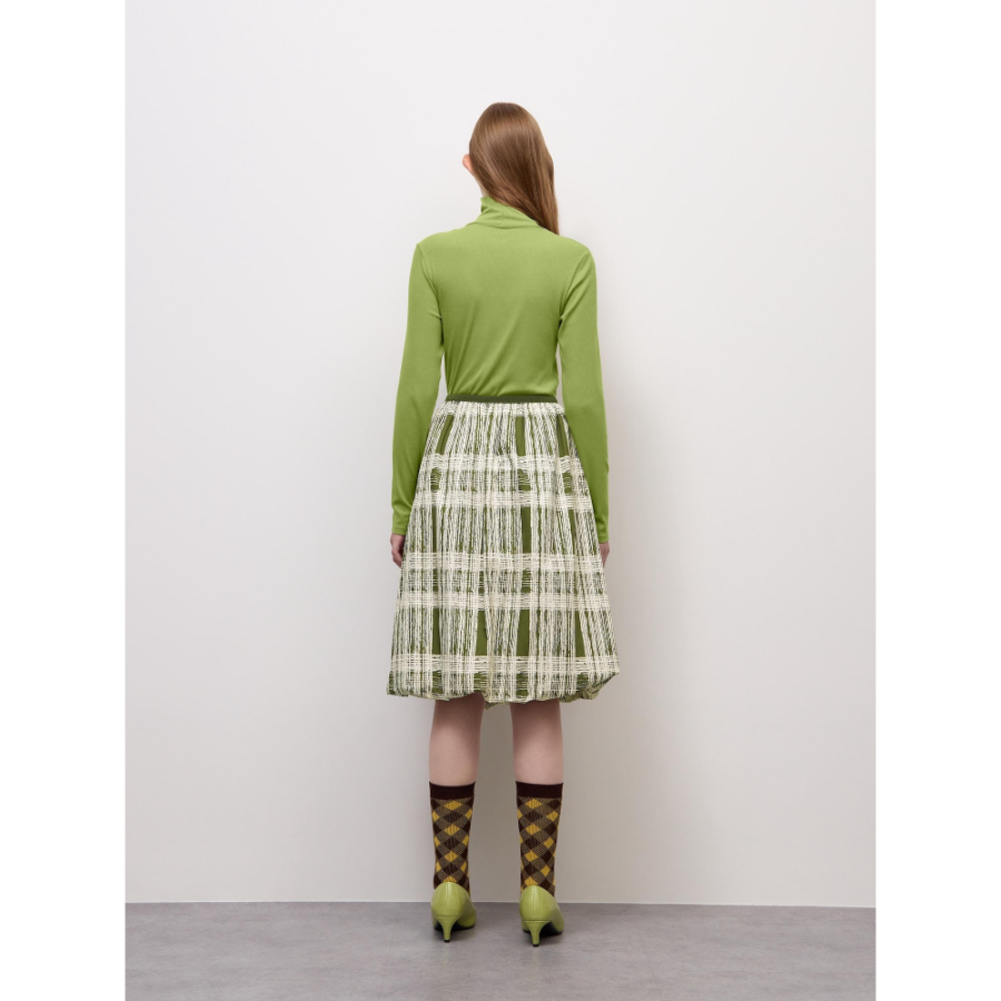 Uniqlo Balloon Check Midi Skirt
