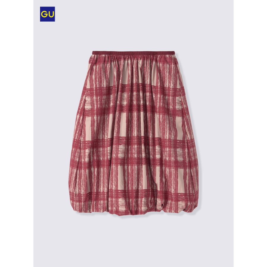 Uniqlo Balloon Check Midi Skirt