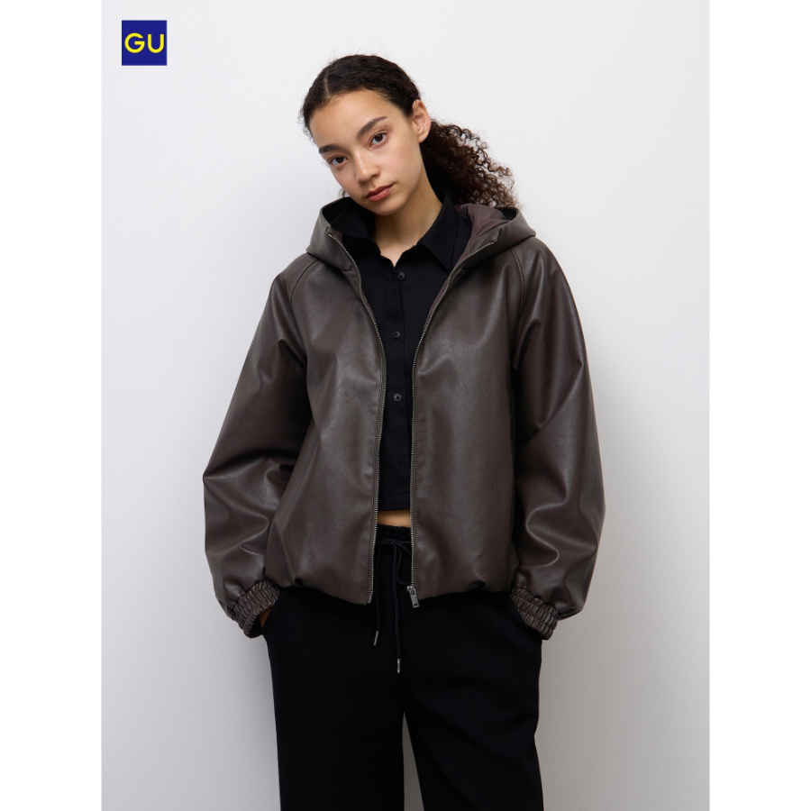 Uniqlo Faux Leather Balloon Hem Jacket