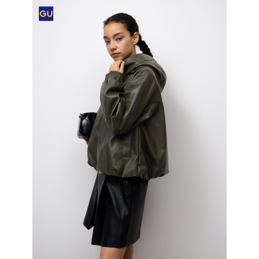 Uniqlo Faux Leather Balloon Hem Jacket