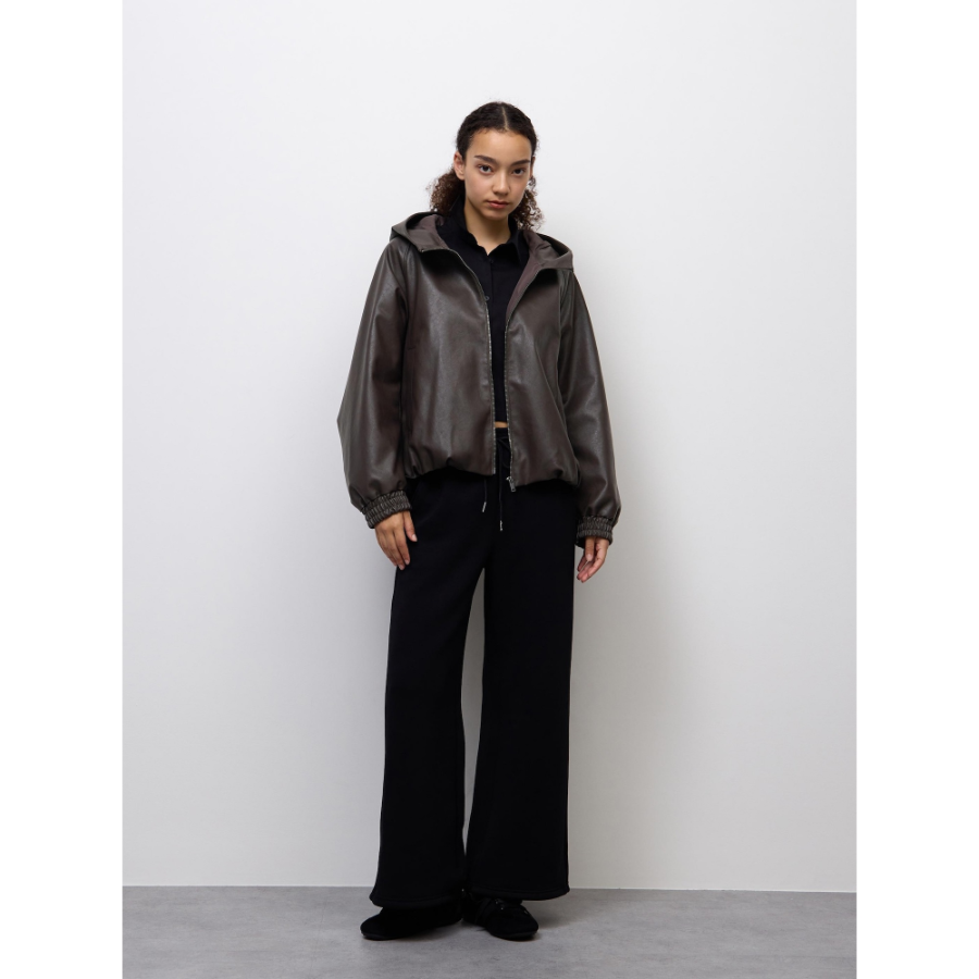 Uniqlo Faux Leather Balloon Hem Jacket