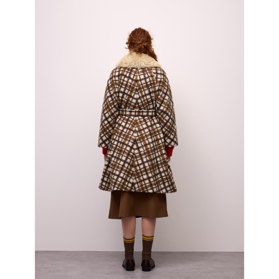 Uniqlo Belted A-Line Long Coat (Check)