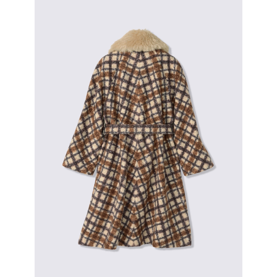 Uniqlo Belted A-Line Long Coat (Check)