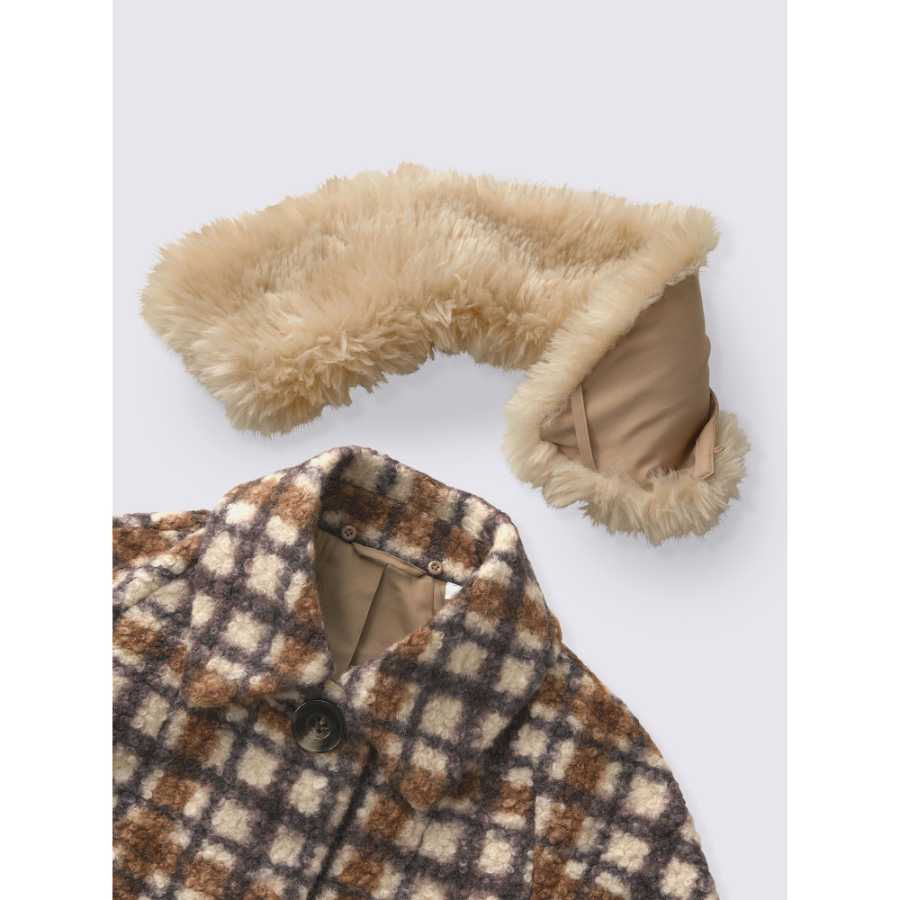Uniqlo Belted A-Line Long Coat (Check)