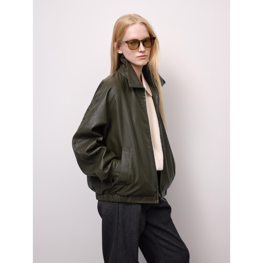 Uniqlo GU Faux Leather Zip-Up Jacket