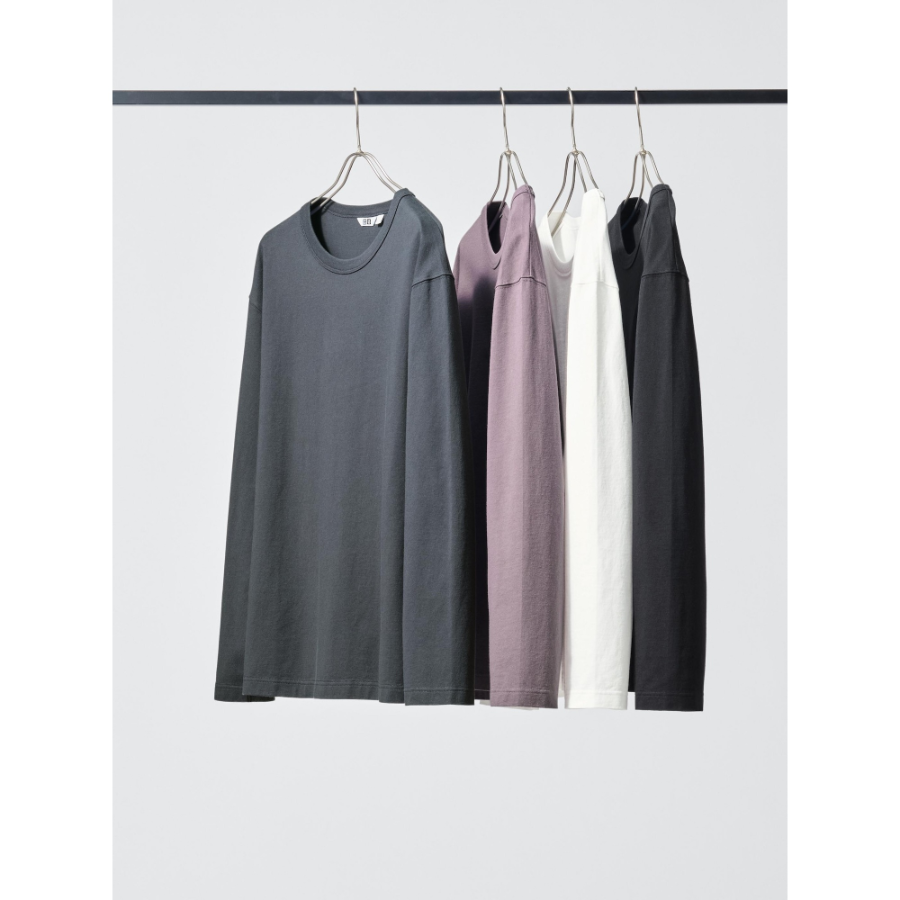 Uniqlo Wash Cotton Crew Neck T Long Sleeve
