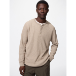 Uniqlo Waffle Henley Neck T Long Sleeve