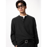 Uniqlo Waffle Henley Neck T Long Sleeve