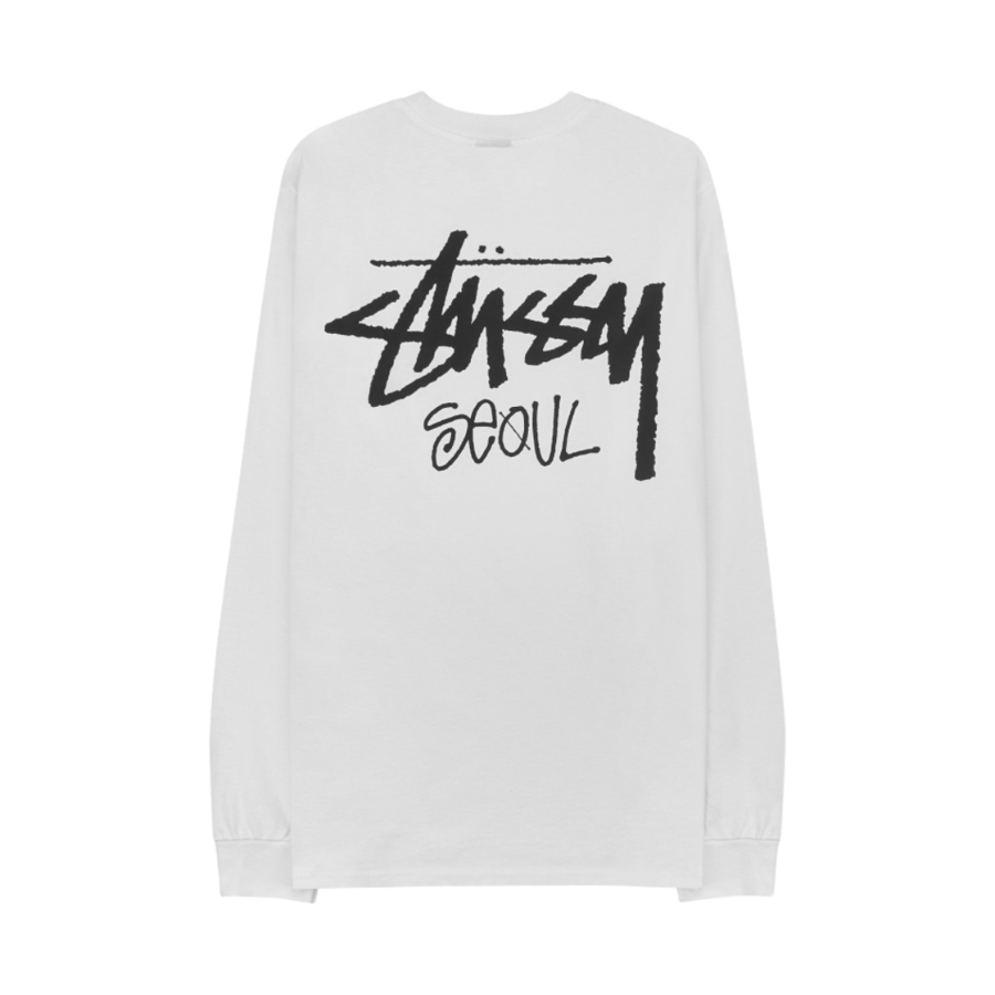 Stussy Stock Seoul LS T-Shirt White
