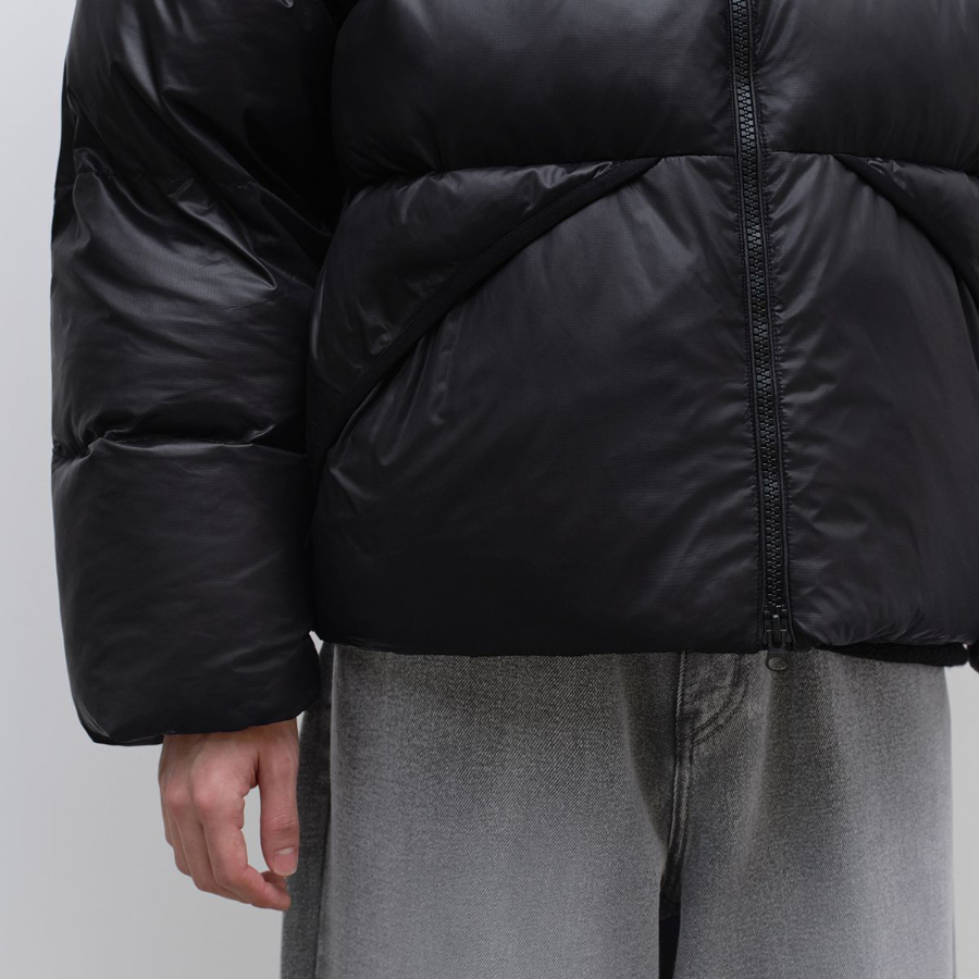 Musinsa Standard Glossed Ripstop Hooded Short Padding Jacket Black