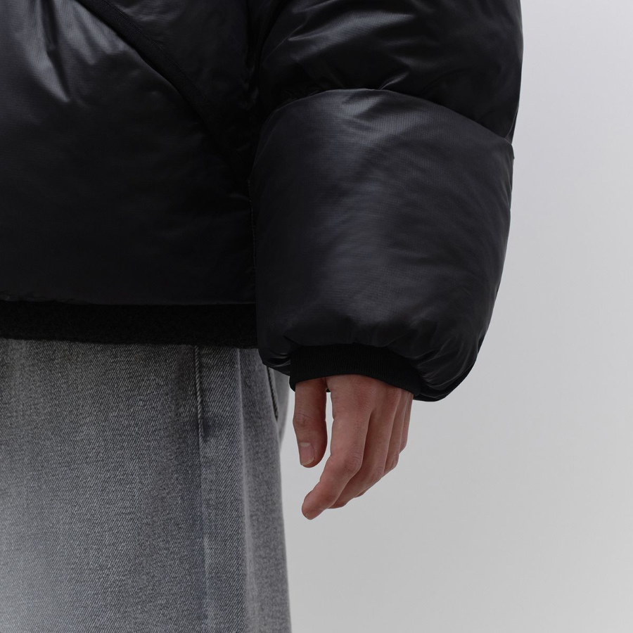 Musinsa Standard Glossed Ripstop Hooded Short Padding Jacket Black