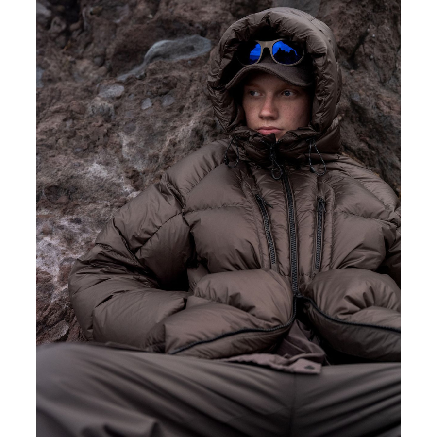 Musinsa Standard City Leisure Bright Hooded Down Short Padding Jacket Mud Grey