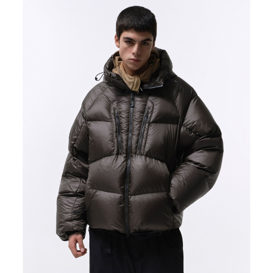 Musinsa Standard City Leisure Bright Hooded Down Short Padding Jacket Mud Grey
