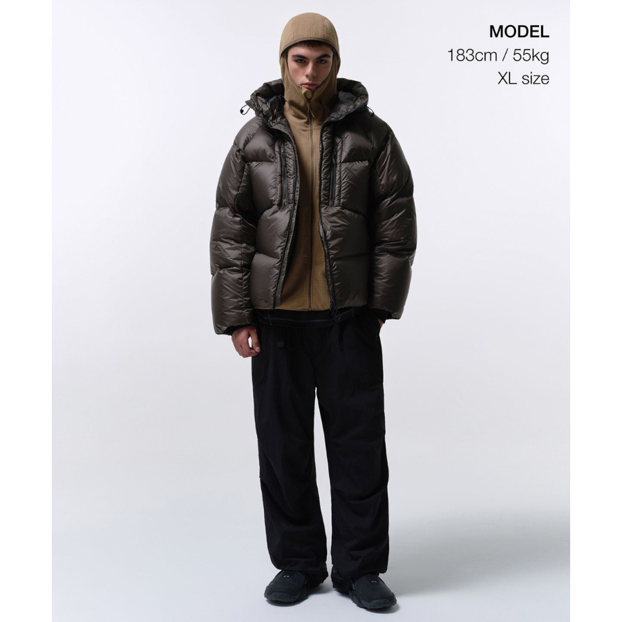 Musinsa Standard City Leisure Bright Hooded Down Short Padding Jacket Mud Grey