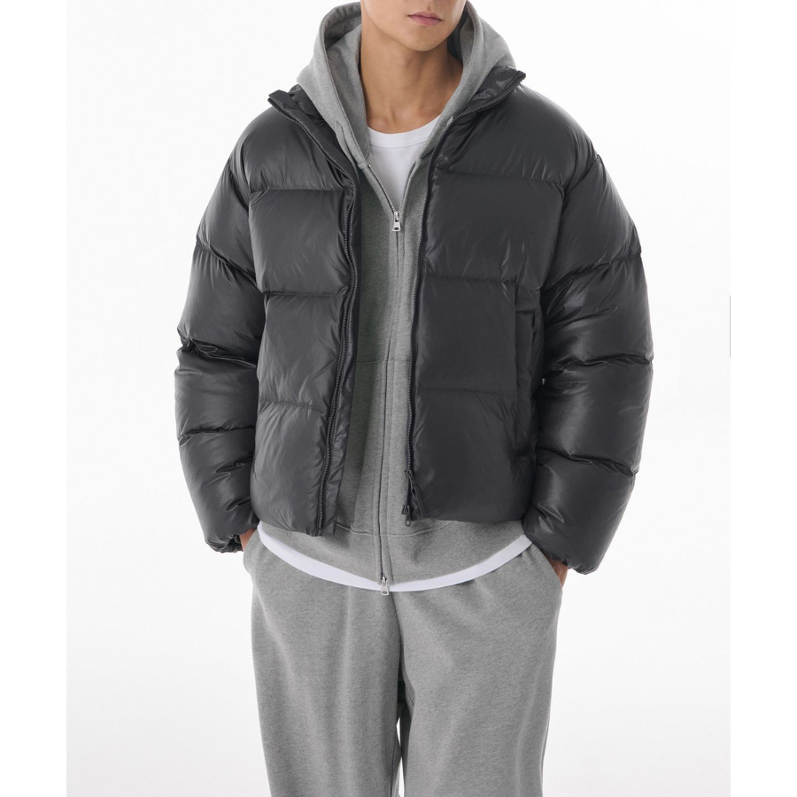 Musinsa Standard Glossed Ripstop Down Puffer Short Padding Jacket Dark Grey