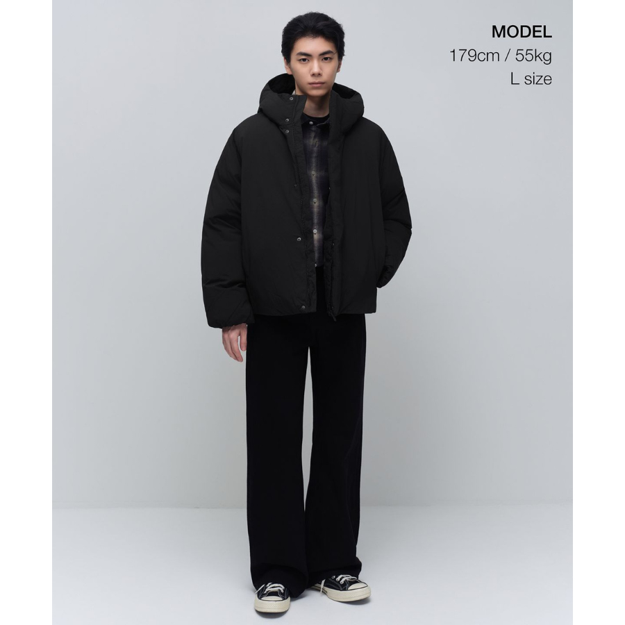 Musinsa Standard Minimal Hooded Down Short Padding Jacket Black
