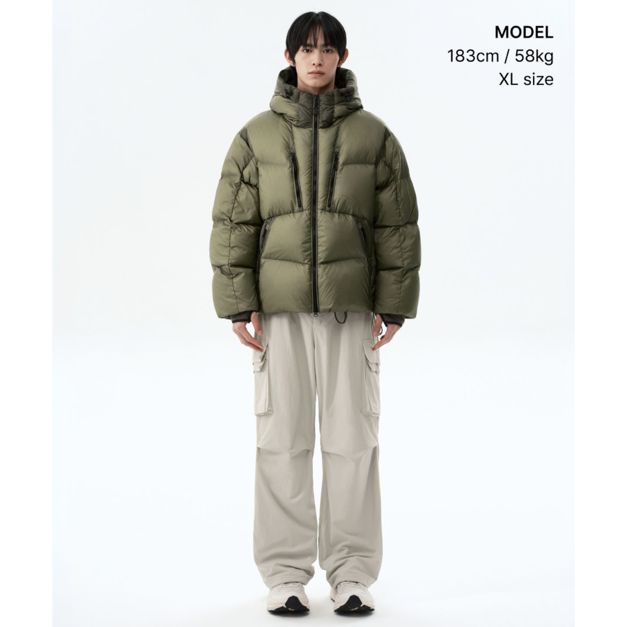 Musinsa Standard City Leisure Sheer Hooded Down Jacket Olive