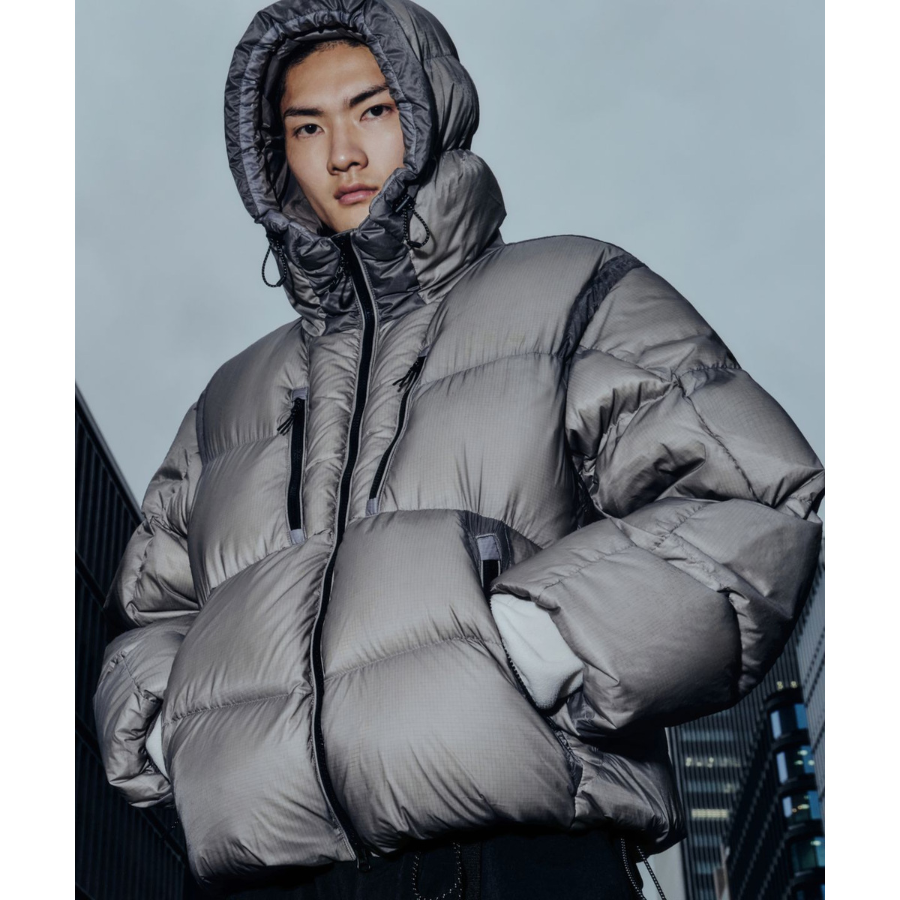 Musinsa Standard City Leisure Sheer Hooded Down Jacket Warm Grey