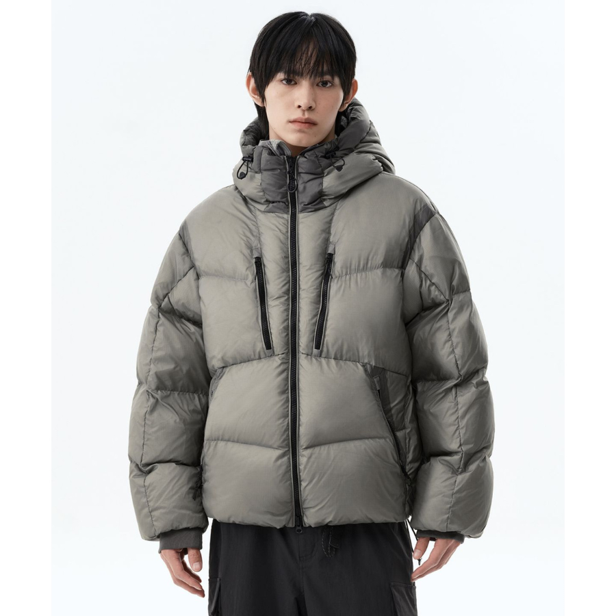 Musinsa Standard City Leisure Sheer Hooded Down Jacket Warm Grey