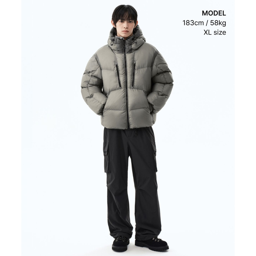 Musinsa Standard City Leisure Sheer Hooded Down Jacket Warm Grey
