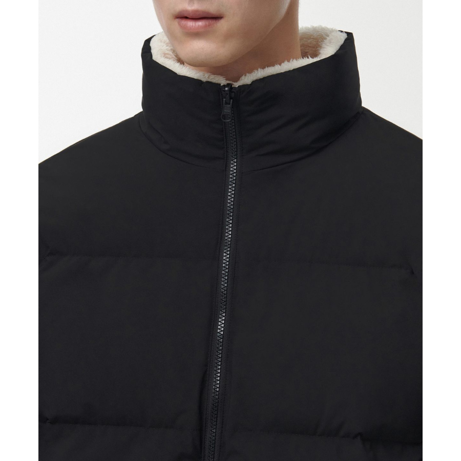 Musinsa Standard Daily Puffer Reversible Fleece Short Padding Jacket Black Cream