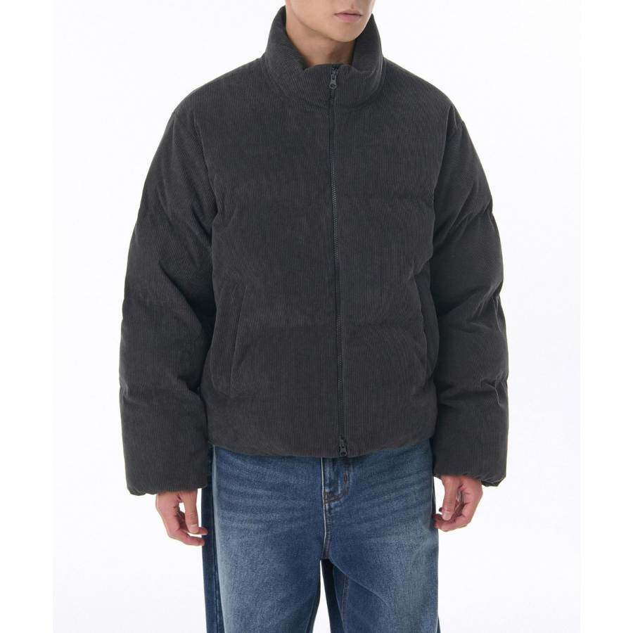 Musinsa Standard Daily Puffer Corduroy Short Padding Jacket Dark Grey