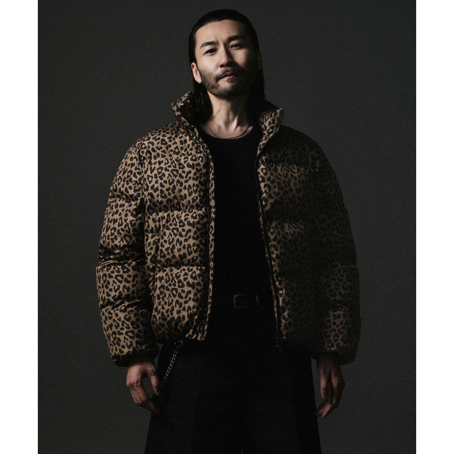 Musinsa Standard Rohongchul Collaboration Lucky Guy Leopard Short Padding Jacket Beige