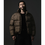 Musinsa Standard Rohongchul Collaboration Lucky Guy Leopard Short Padding Jacket Beige