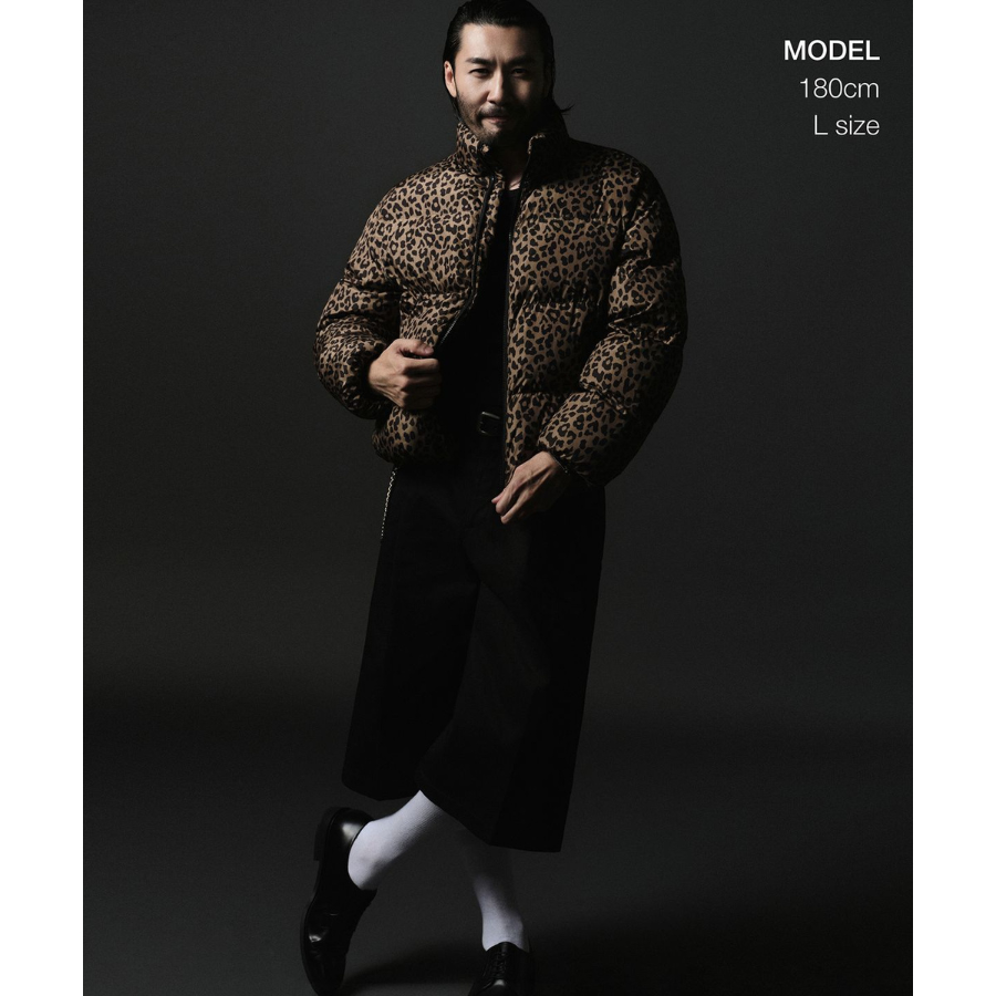 Musinsa Standard Rohongchul Collaboration Lucky Guy Leopard Short Padding Jacket Beige
