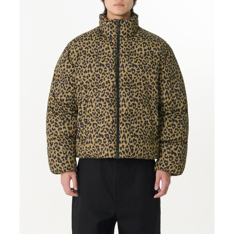 Musinsa Standard Rohongchul Collaboration Lucky Guy Leopard Short Padding Jacket Beige