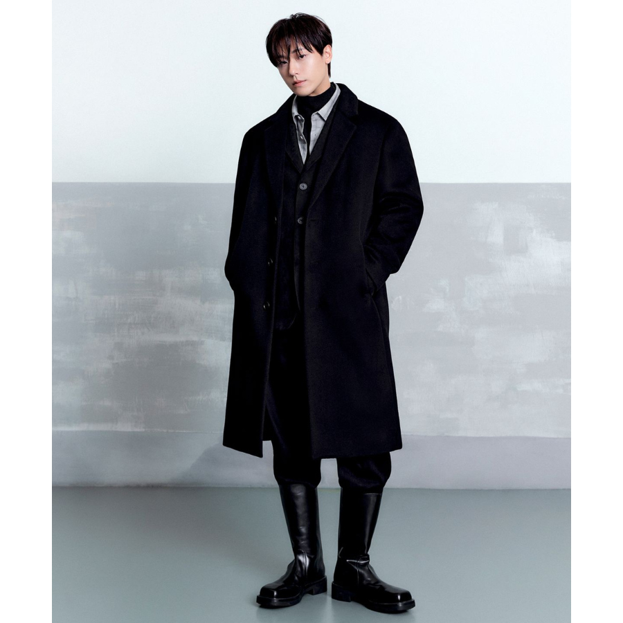 Musinsa Standard Cashmere Blend Oversize Single Coat Black