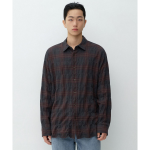 Musinsa Standard Relaxed Crinkle Flannel Check Shirt Dark Grey Burgundy