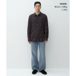 Musinsa Standard Relaxed Crinkle Flannel Check Shirt Dark Grey Burgundy