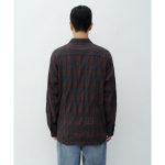 Musinsa Standard Relaxed Crinkle Flannel Check Shirt Dark Grey Burgundy