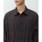 Musinsa Standard Relaxed Crinkle Flannel Check Shirt Dark Grey Burgundy