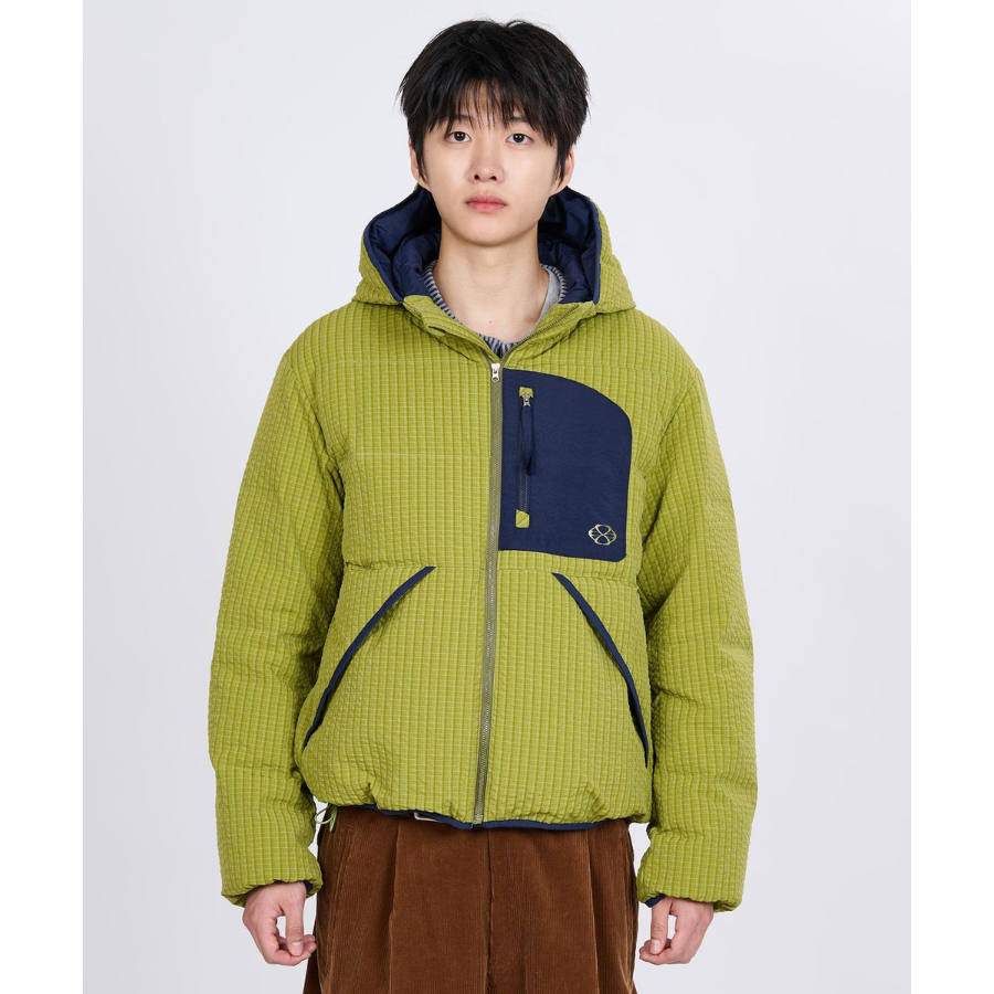 Nontype Check Hoodie Down Jacket Green