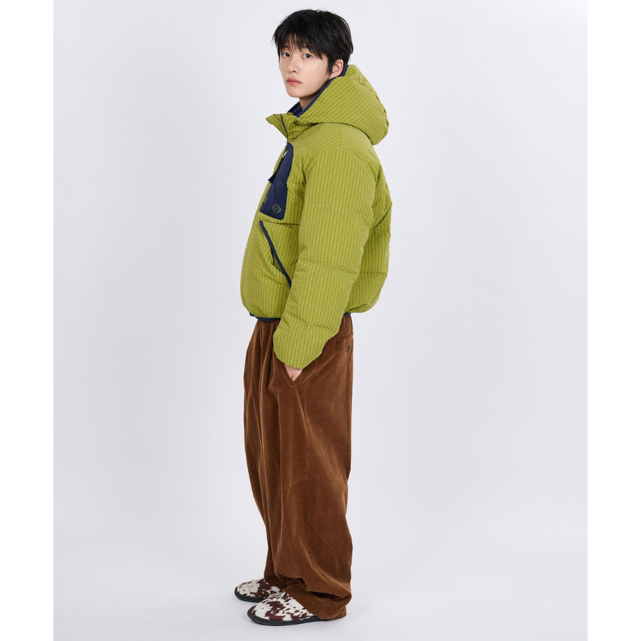 Nontype Check Hoodie Down Jacket Green